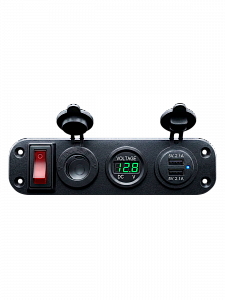 Розетка питания на 2 USB гнезда + прикуриватель 12-24В TDS TS-CAU45 Зеленая